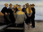 Michael Ancher Fishermen by the Sea on a Summer's Evening oil painting picture wholesale